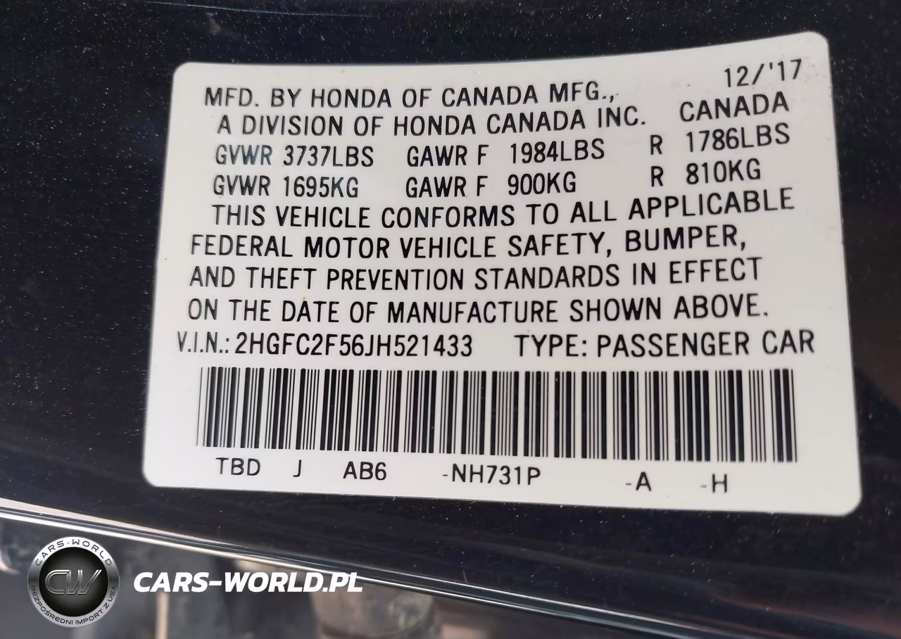 2018 Honda Civic Lx VIN:2HGFC2F56JH521433 - 9