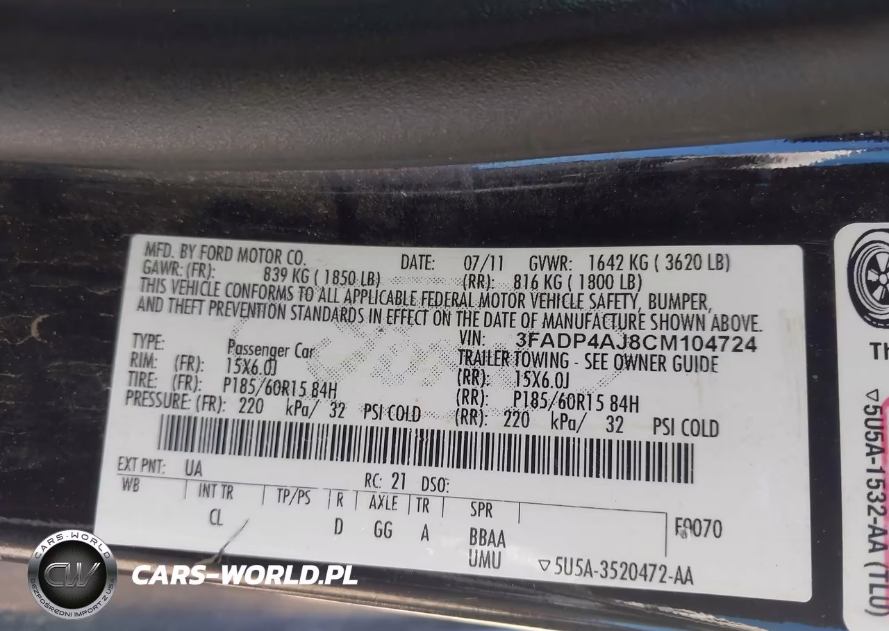 2012 Ford Fiesta S VIN:3FADP4AJ8CM104724 - 9
