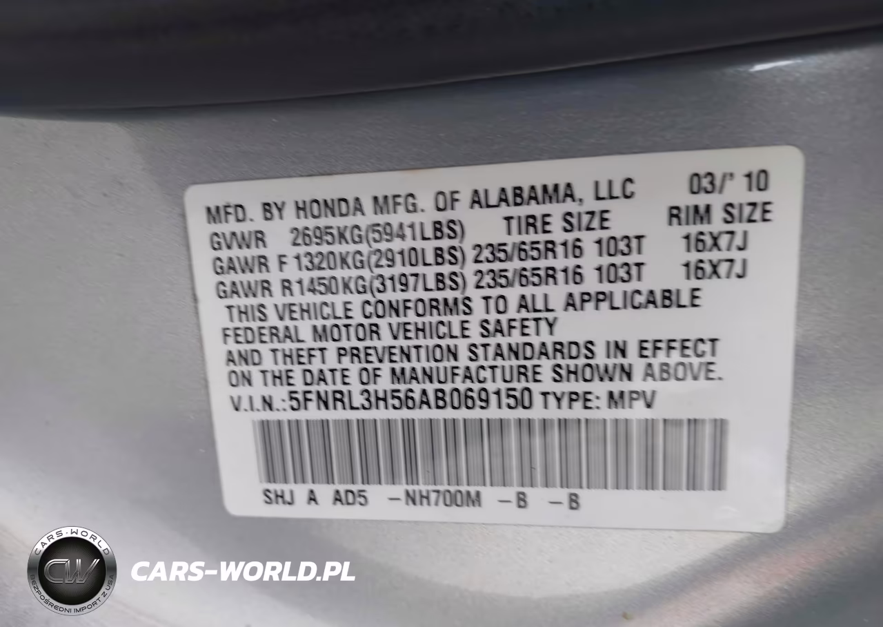 2010 Honda Odyssey Ex VIN:5FNRL3H56AB069150 - 9