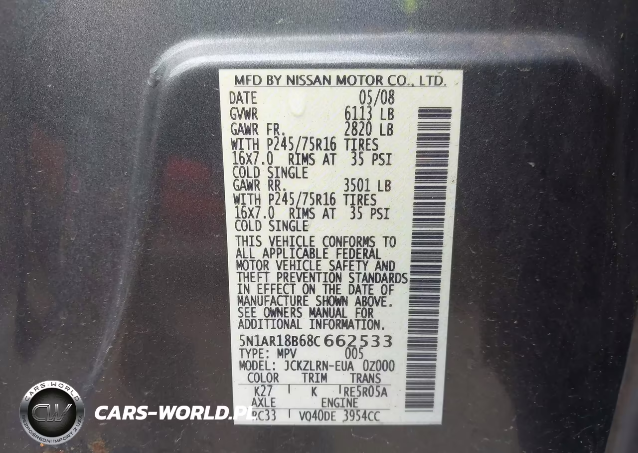 2008 Nissan Pathfinder S VIN:5N1AR18B68C662533 - 9