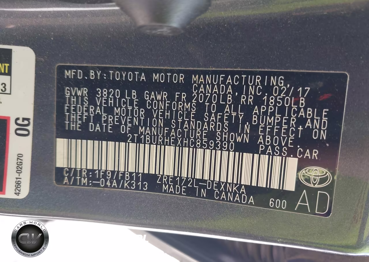 2017 Toyota Corolla Le VIN:2T1BURHEXHC859390 - 9