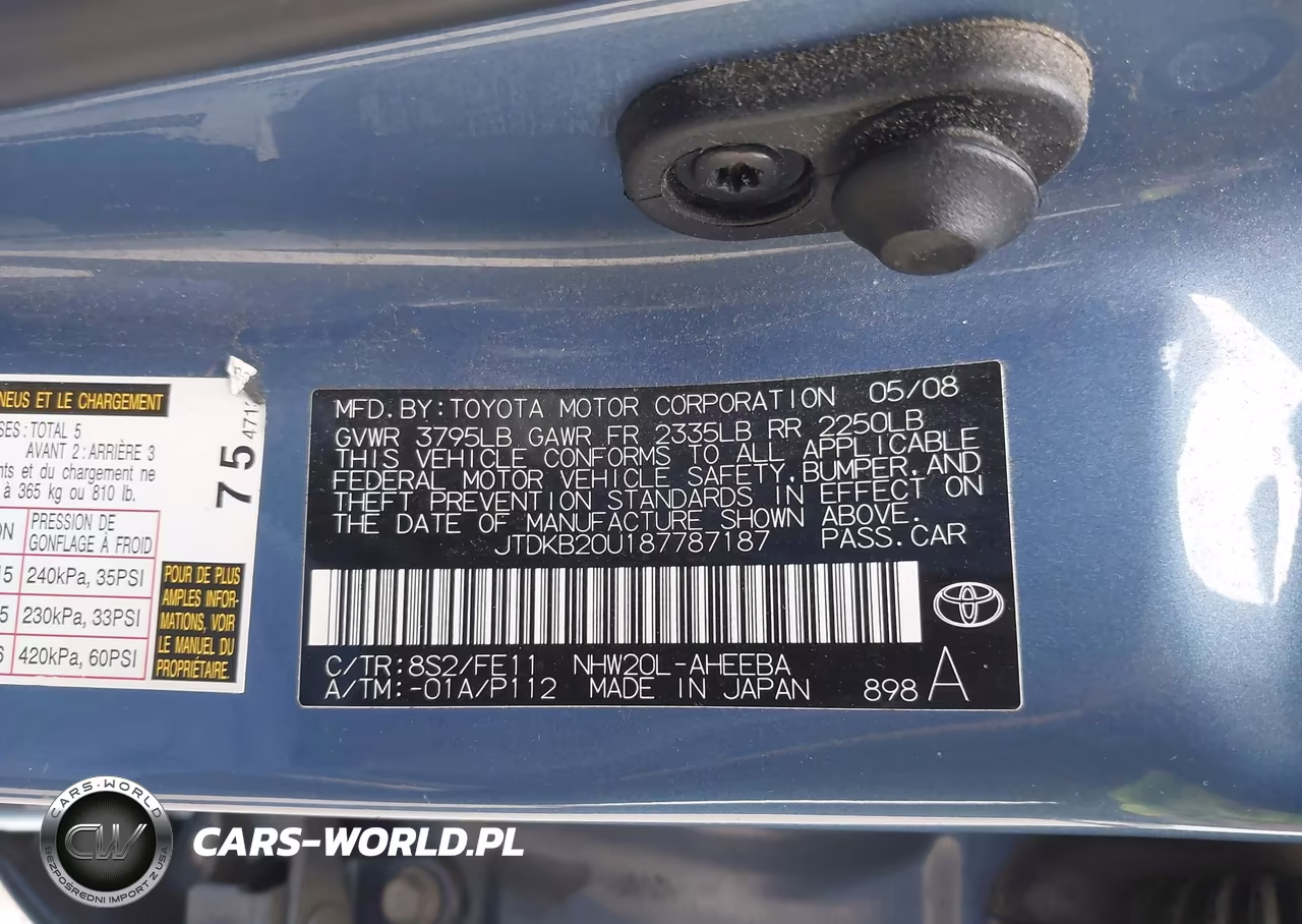 2008 Toyota Prius Base (Cvt-E) VIN:JTDKB20U187787187 - 9