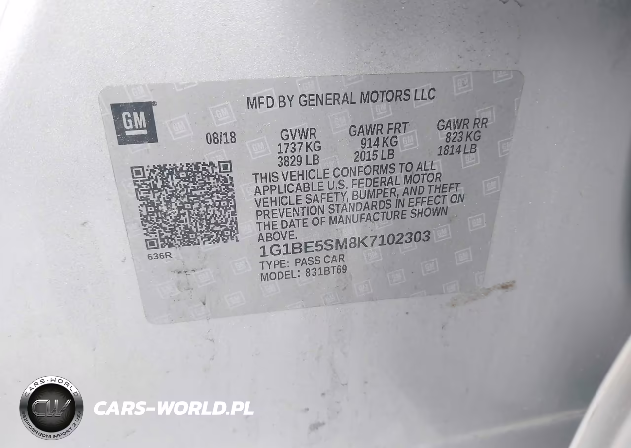 2019 Chevrolet Cruze Lt VIN:1G1BE5SM8K7102303 - 9