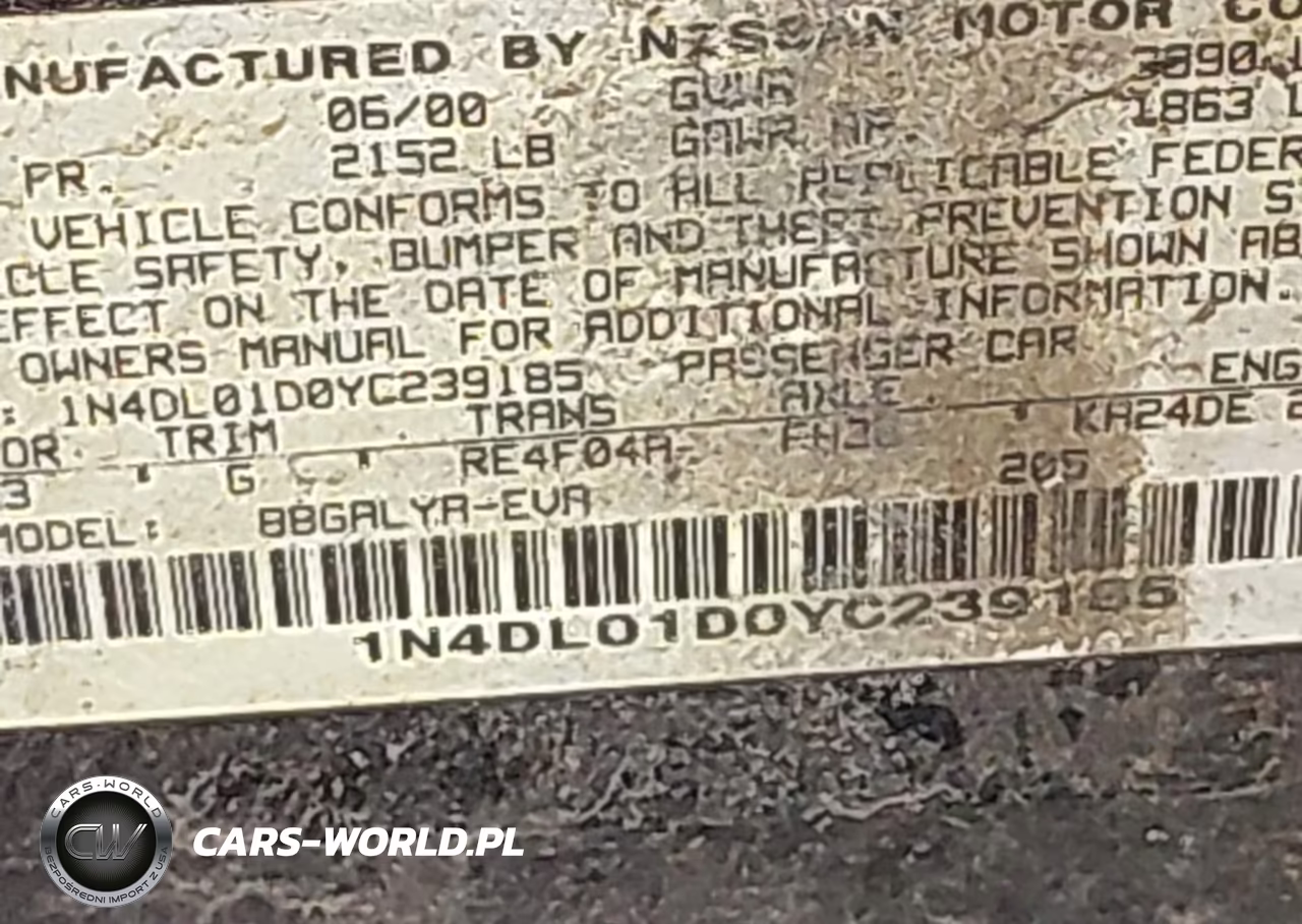 2000 Nissan Altima Gle-Gxe-Se-Xe VIN:1N4DL01D0YC239185 - 9