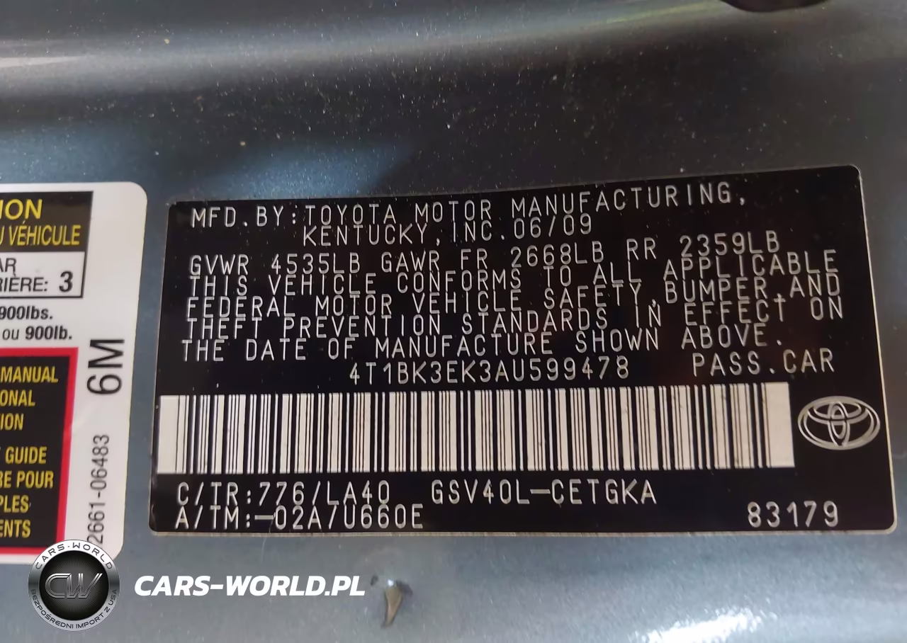 2010 Toyota Camry Xle V6 VIN:4T1BK3EK3AU599478 - 9