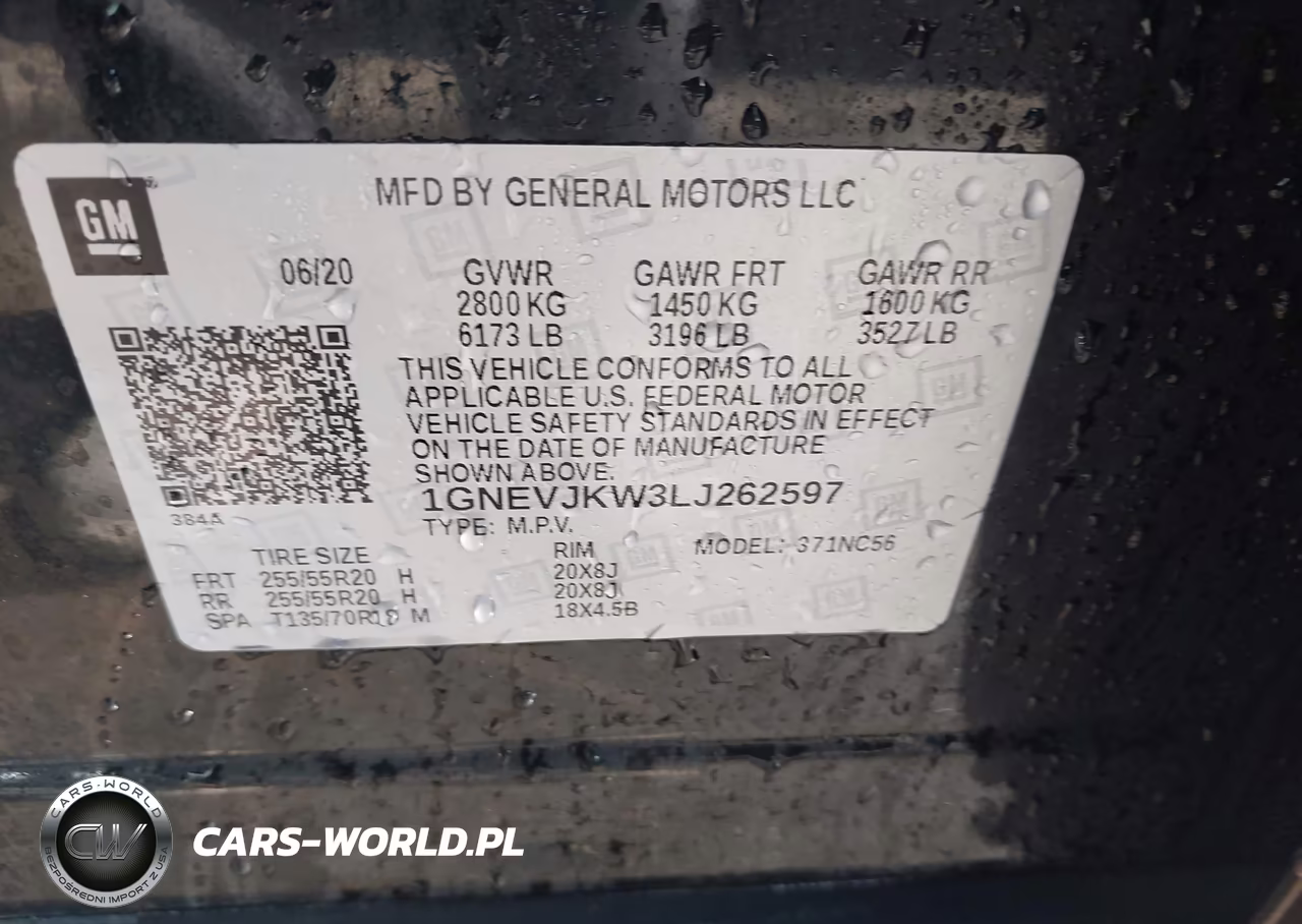 2020 Chevrolet Traverse Awd Rs VIN:1GNEVJKW3LJ262597 - 9