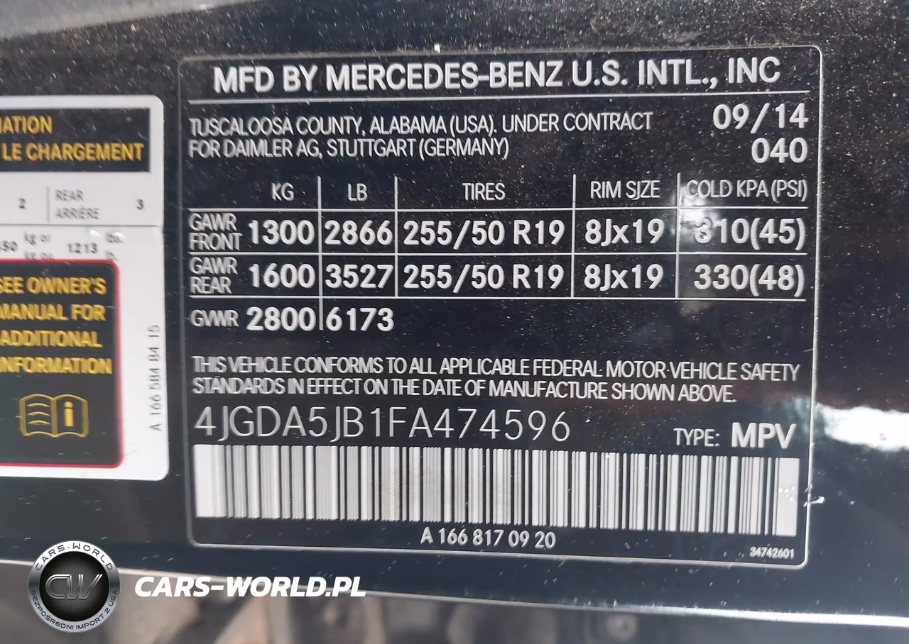 2015 Mercedes-Benz Ml 350 VIN:4JGDA5JB1FA474596 - 9