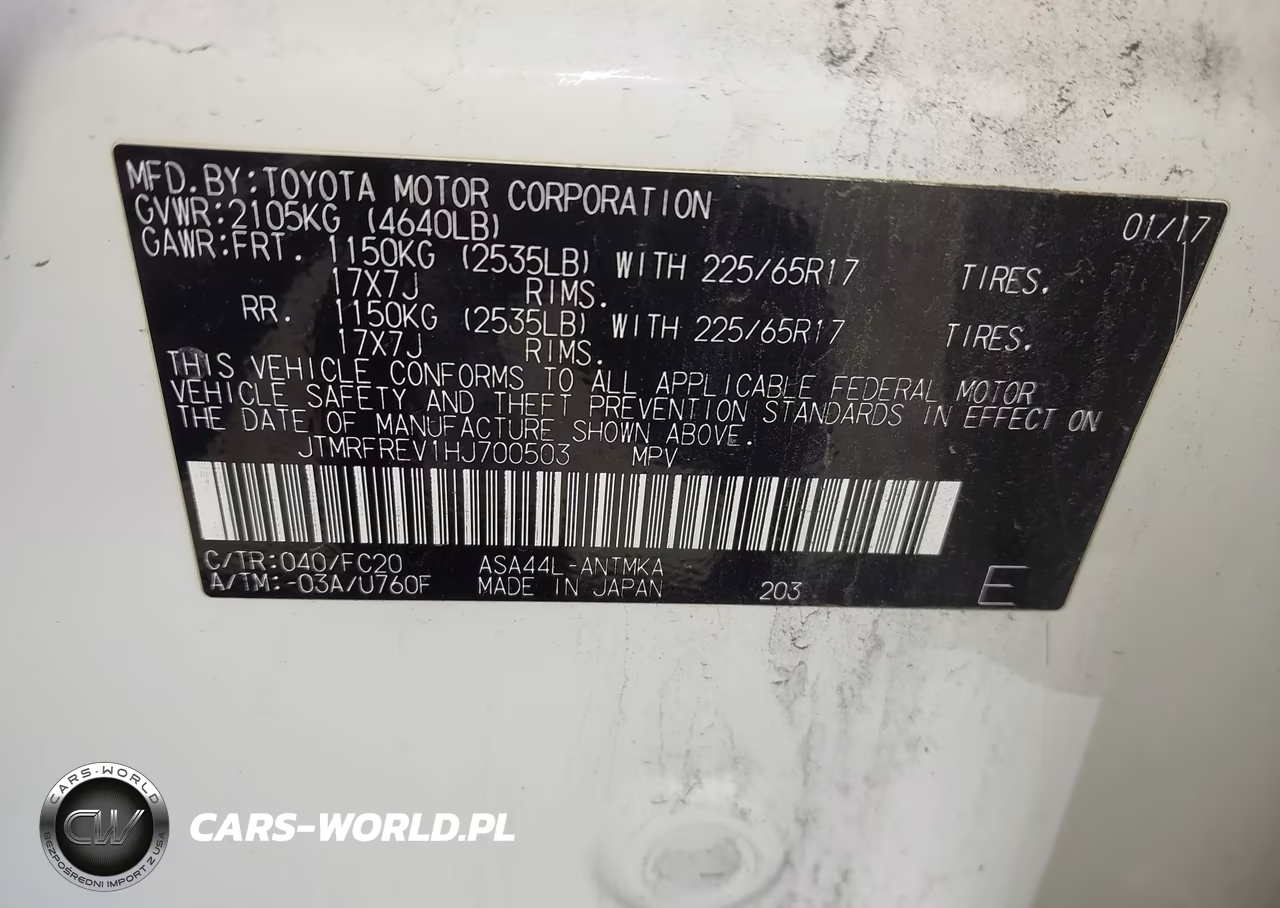 2017 Toyota Rav4 Xle VIN:JTMRFREV1HJ700503 - 9
