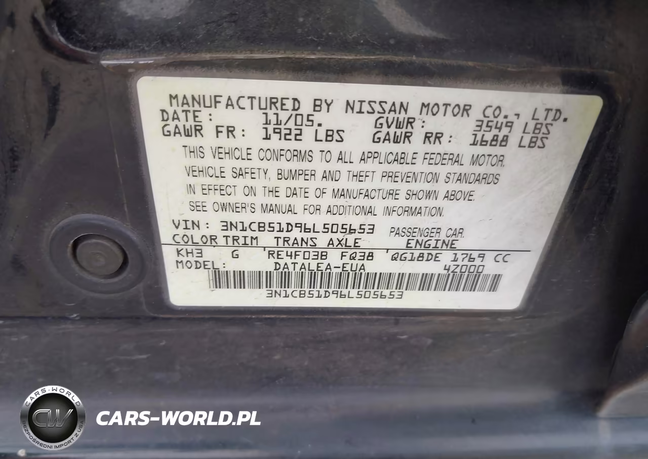 2006 Nissan Sentra 1.8S VIN:3N1CB51D96L505653 - 9