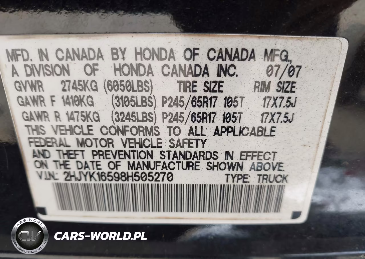 2008 Honda Ridgeline Rtl VIN:2HJYK16598H505270 - 9