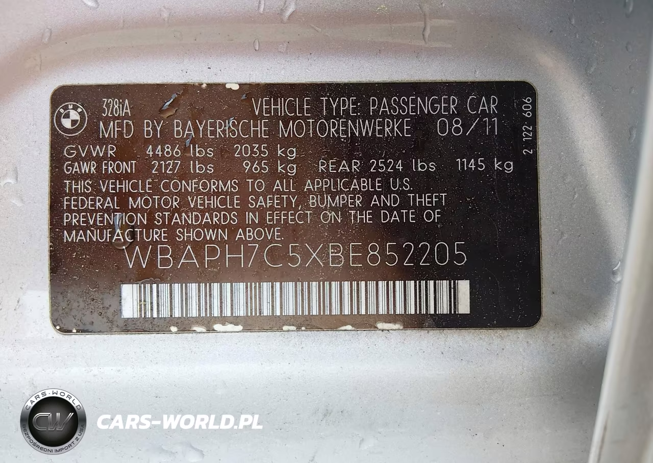 2011 BMW 328I VIN:WBAPH7C5XBE852205 - 9