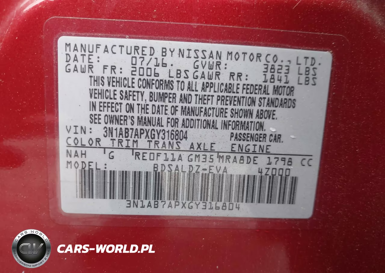 2016 Nissan Sentra Sv VIN:3N1AB7APXGY316804 - 9
