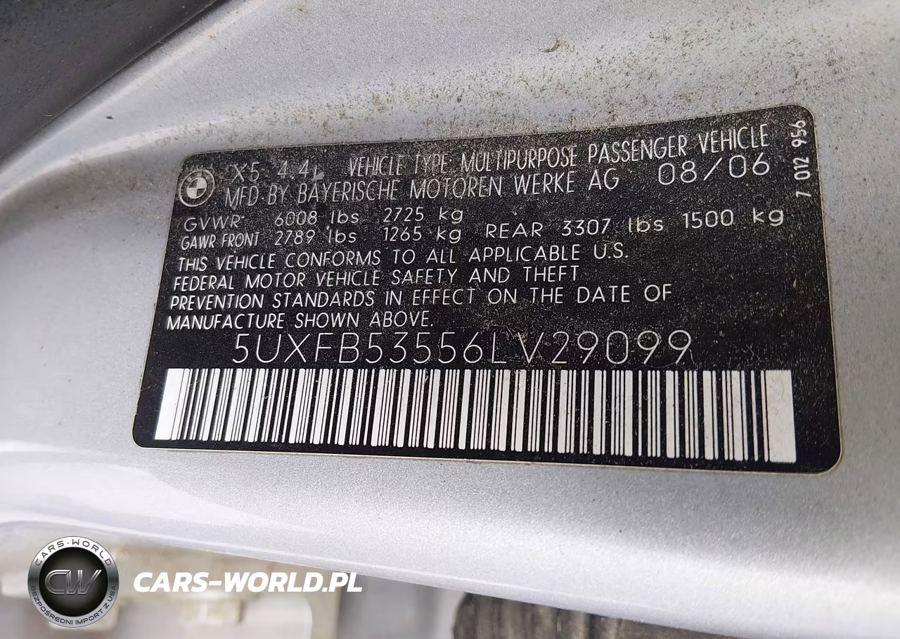 2006 BMW X5 4.4I VIN:5UXFB53556LV29099 - 9