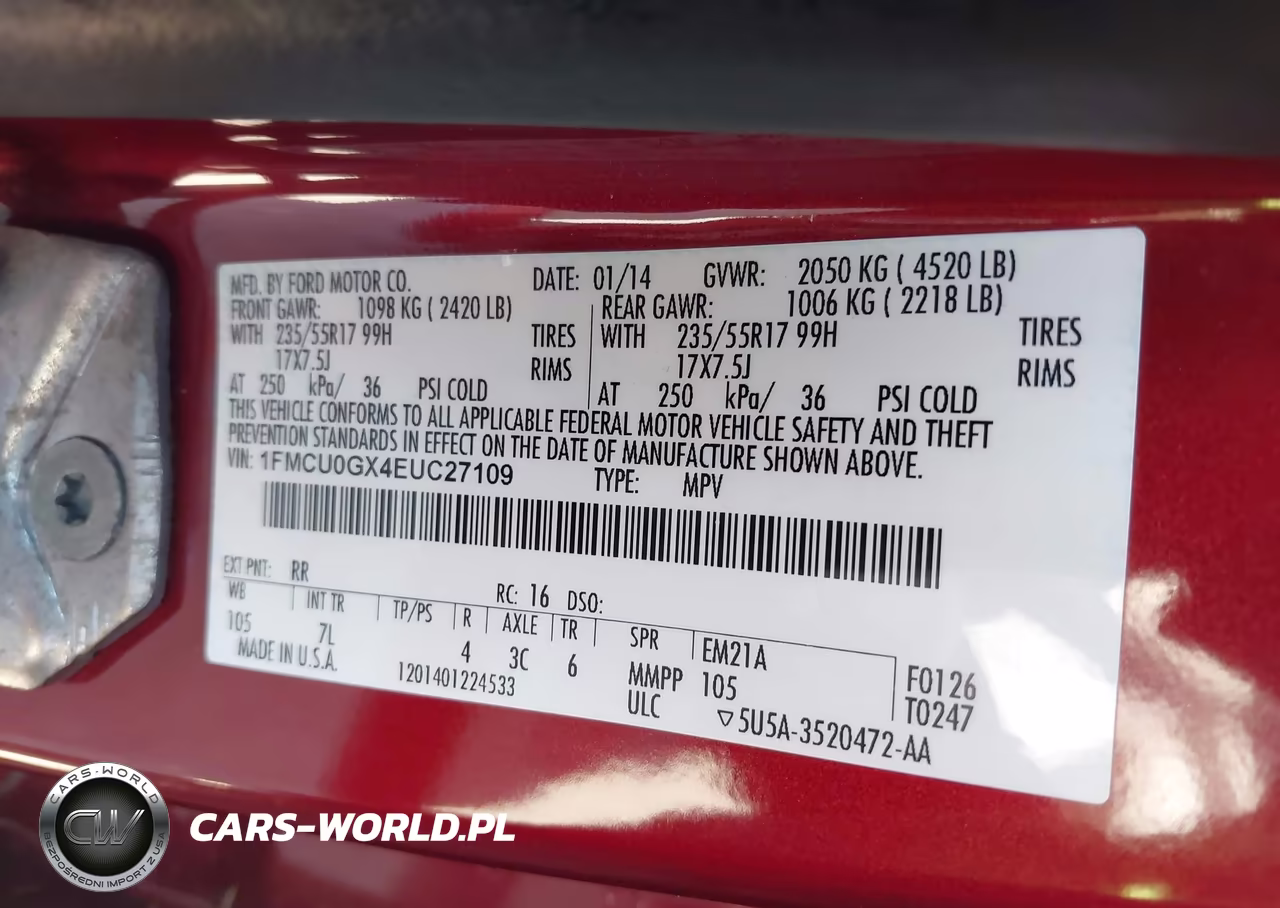 2014 Ford Escape Se VIN:1FMCU0GX4EUC27109 - 9