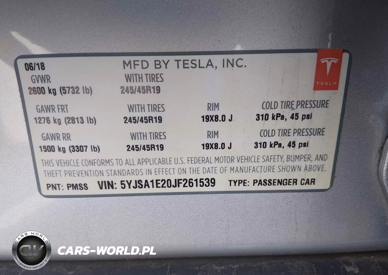 2018 Tesla Model S 100D-75D-P100D VIN:5YJSA1E20JF261539 - 9