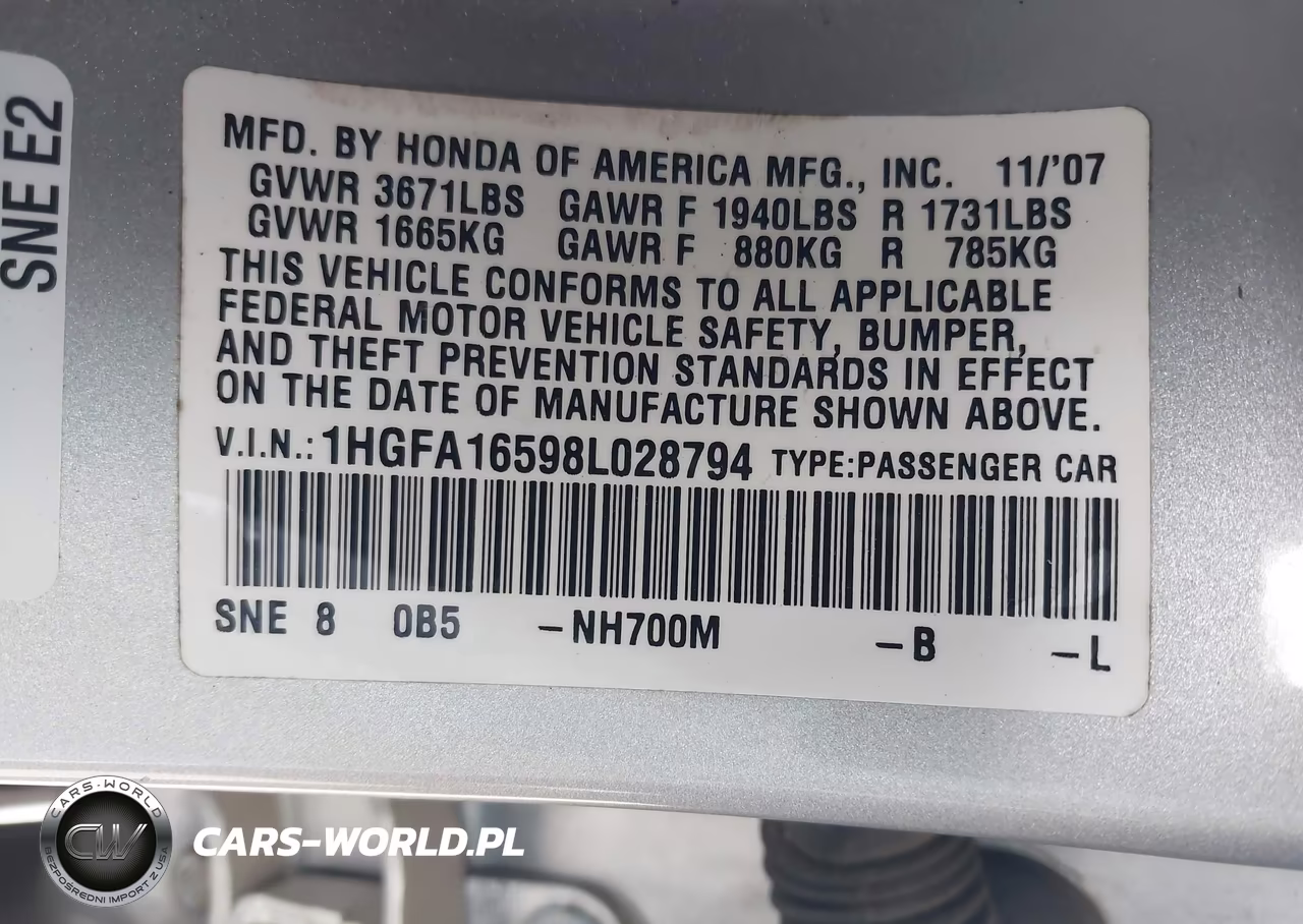2008 Honda Civic Lx VIN:1HGFA16598L028794 - 9