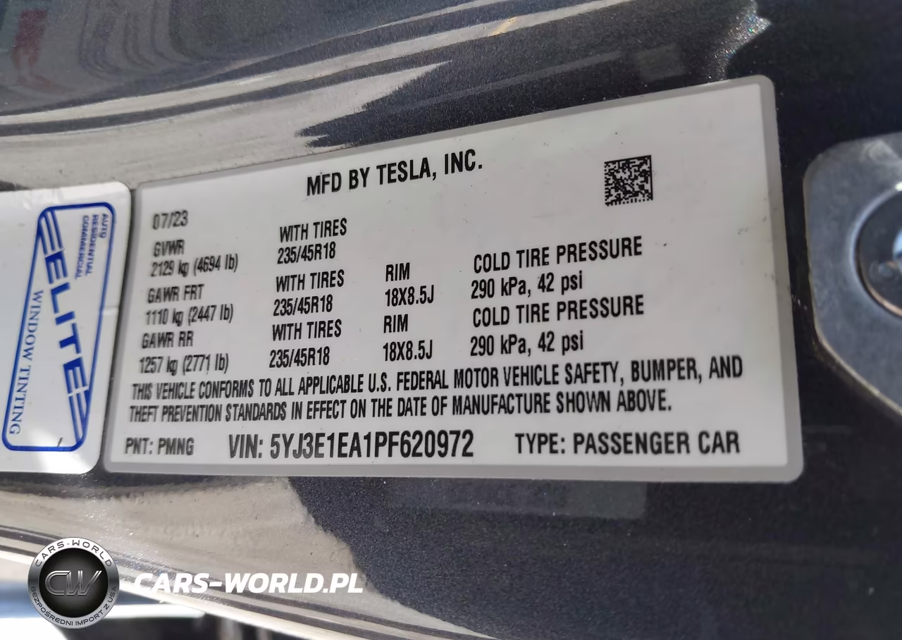 2023 Tesla Model 3 Rear-Wheel Drive VIN:5YJ3E1EA1PF620972 - 9