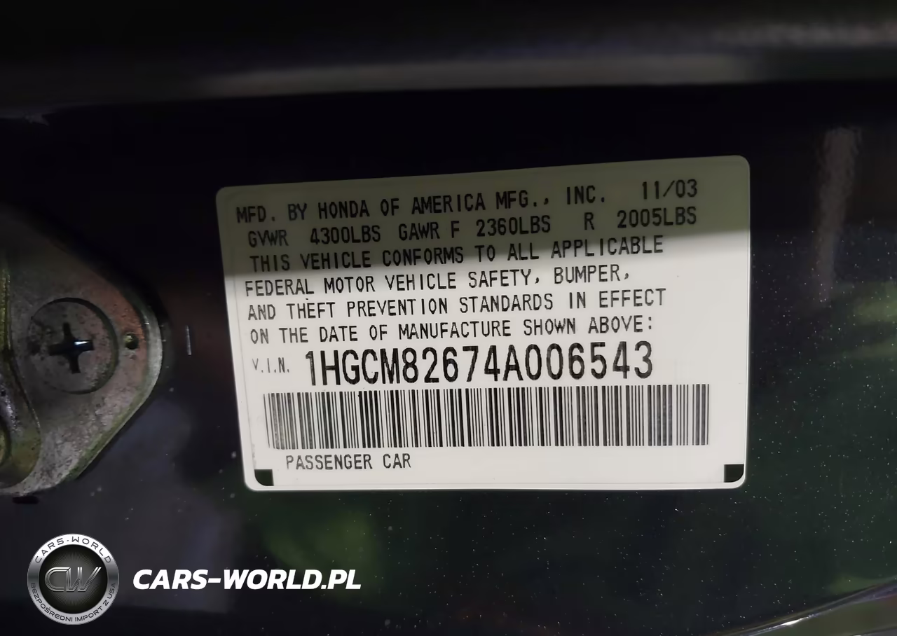 2004 Honda Accord 3.0 Ex VIN:1HGCM82674A006543 - 9