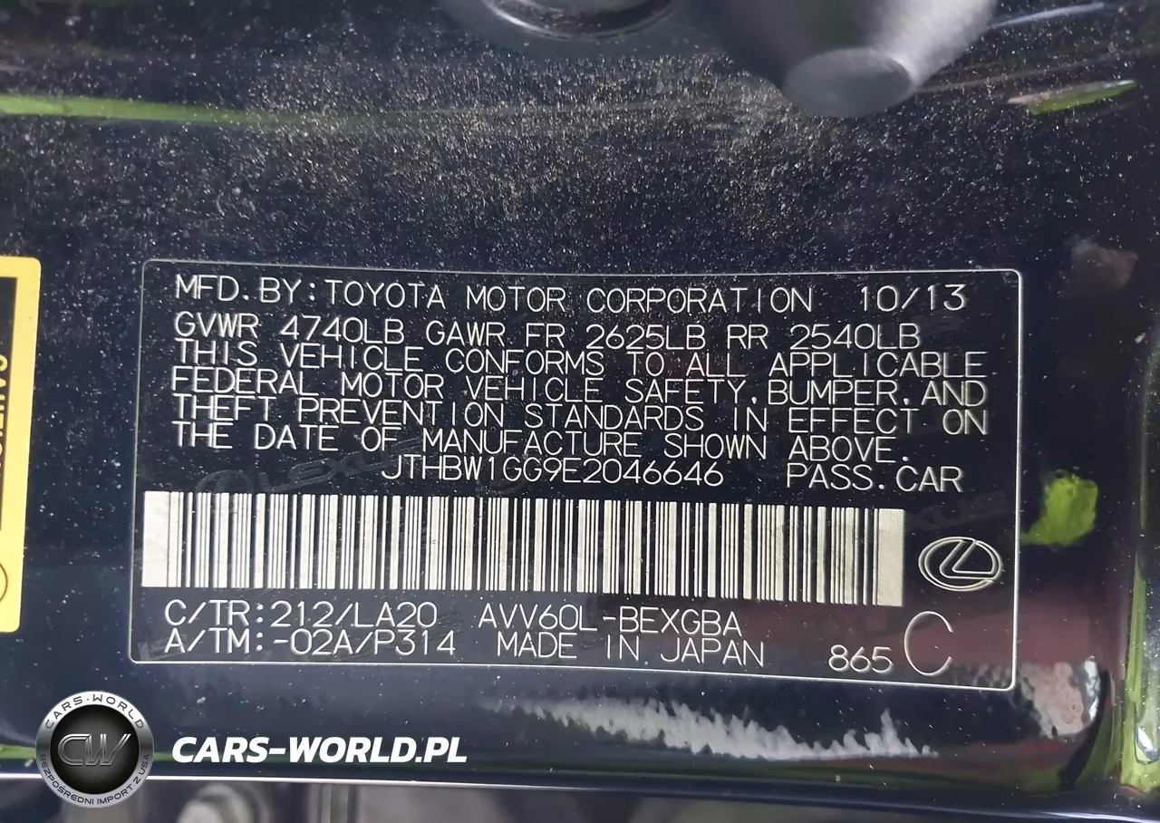 2014 Lexus Es 300H VIN:JTHBW1GG9E2046646 - 9