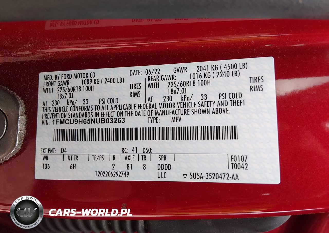 2022 Ford Escape Sel VIN:1FMCU9H65NUB03263 - 9