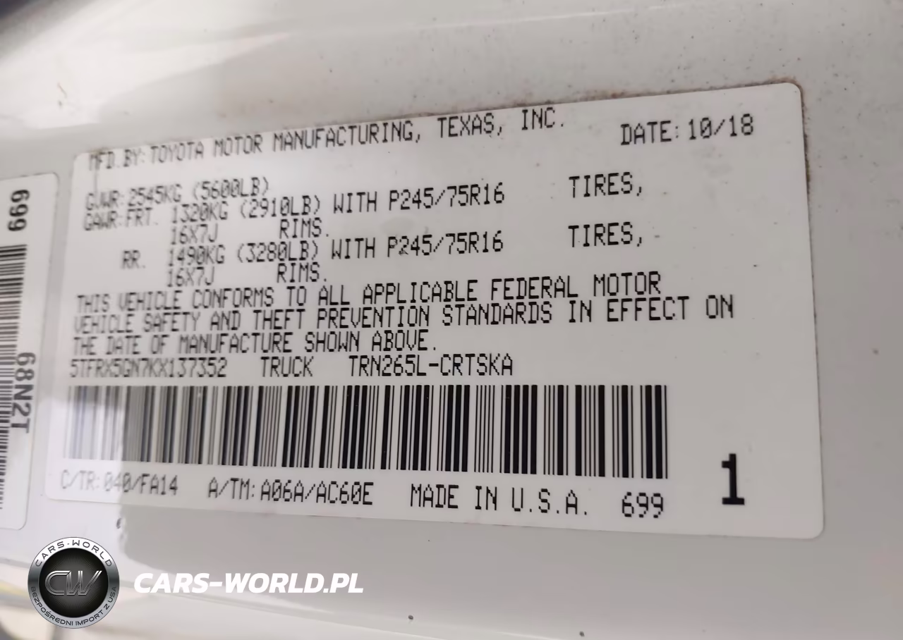 2019 Toyota Tacoma Sr VIN:5TFRX5GN7KX137352 - 9
