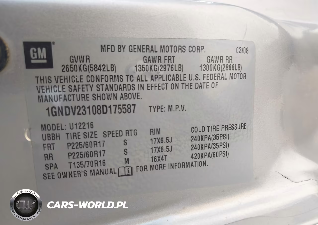 2008 Chevrolet Uplander Ls VIN:1GNDV23108D175587 - 9