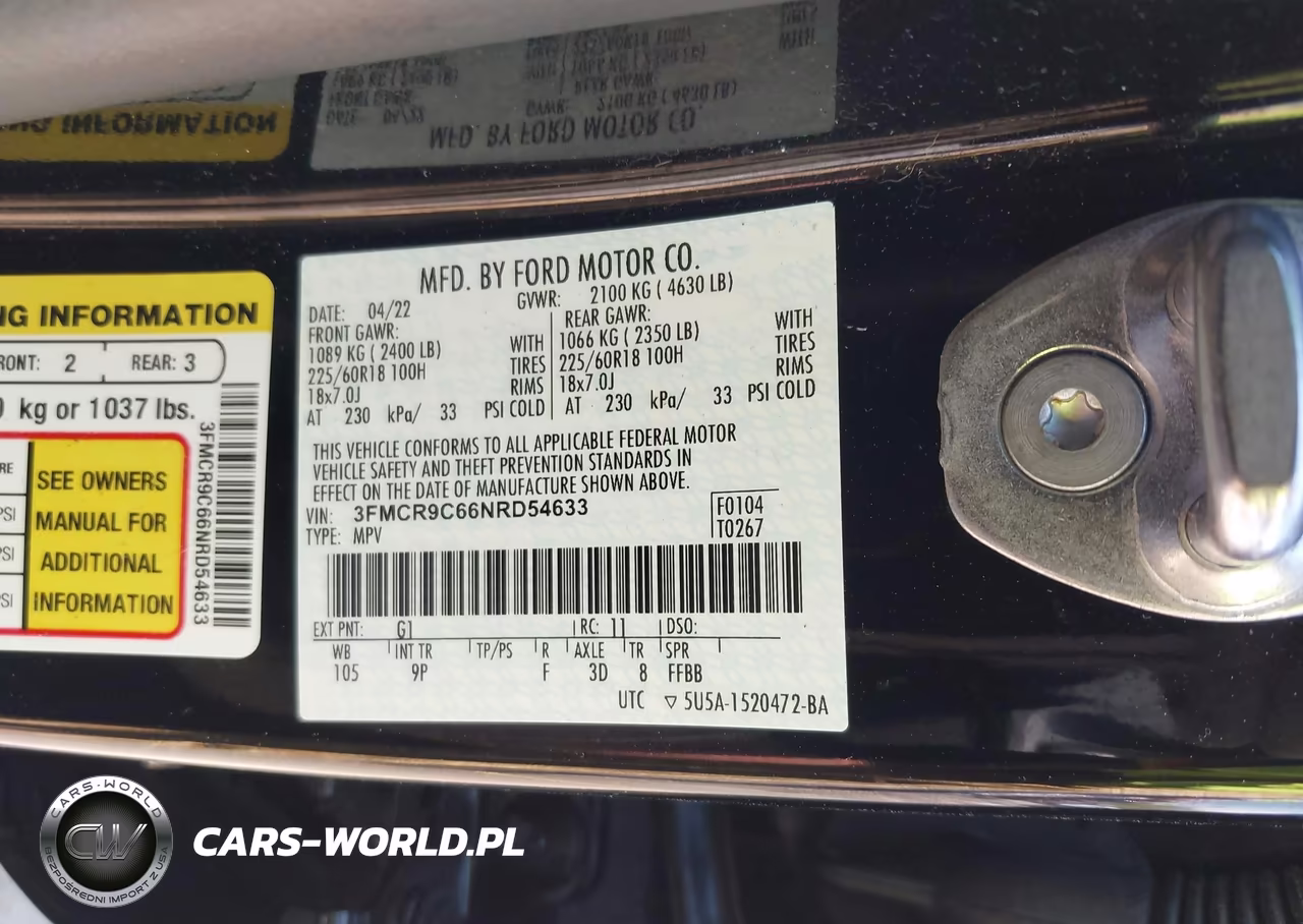 2022 Ford Bronco Sport Outer Banks VIN:3FMCR9C66NRD54633 - 9