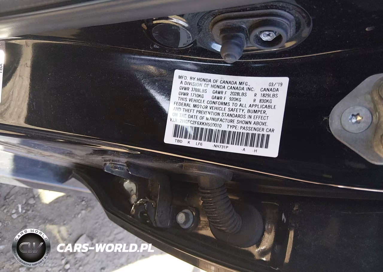 2019 Honda Civic Lx VIN:2HGFC2F6XKH550010 - 9