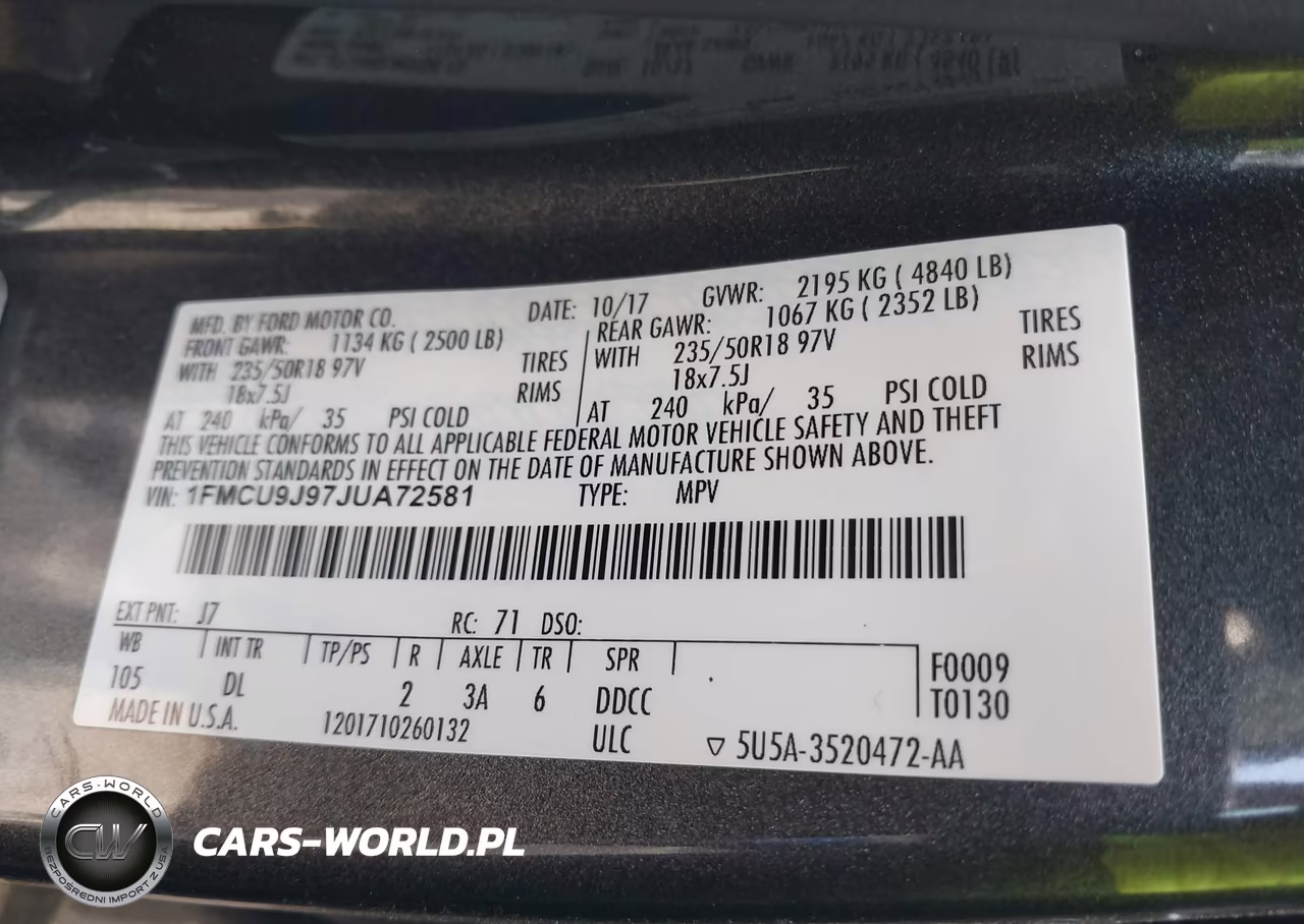 2018 Ford Escape Titanium VIN:1FMCU9J97JUA72581 - 9
