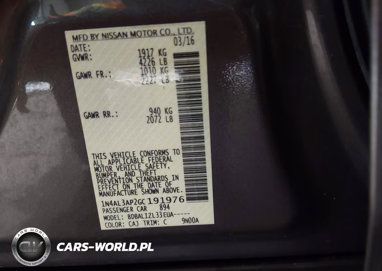 2016 Nissan Altima 2.5-2.5 S-2.5 Sl-2.5 Sr-2.5 Sv VIN:1N4AL3AP2GC191976 - 9