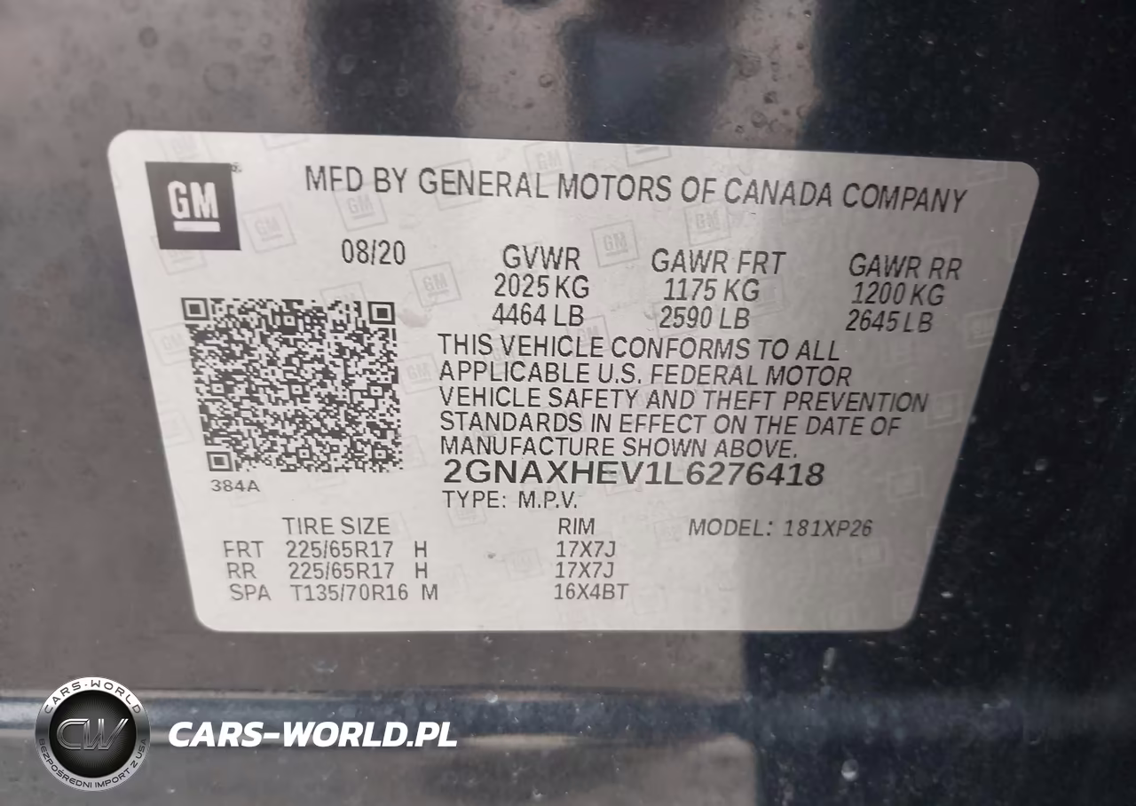 2020 Chevrolet Equinox Fwd Ls VIN:2GNAXHEV1L6276418 - 9