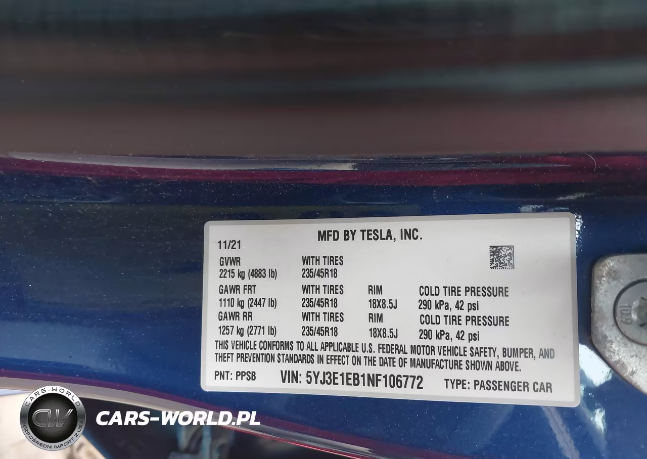 2022 Tesla Model 3 Long Range Dual Motor All-Wheel Drive VIN:5YJ3E1EB1NF106772 - 9