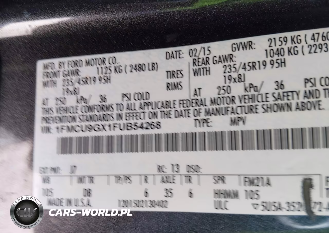 2015 Ford Escape Se VIN:1FMCU9GX1FUB54268 - 9
