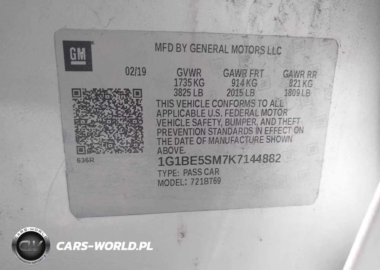 2019 Chevrolet Cruze Lt VIN:1G1BE5SM7K7144882 - 9