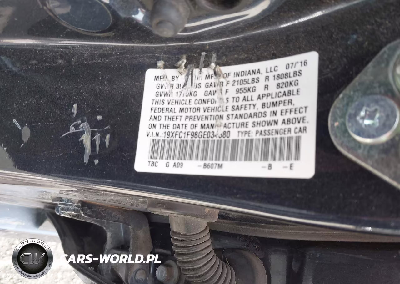 2016 Honda Civic Touring VIN:19XFC1F98GE034380 - 9