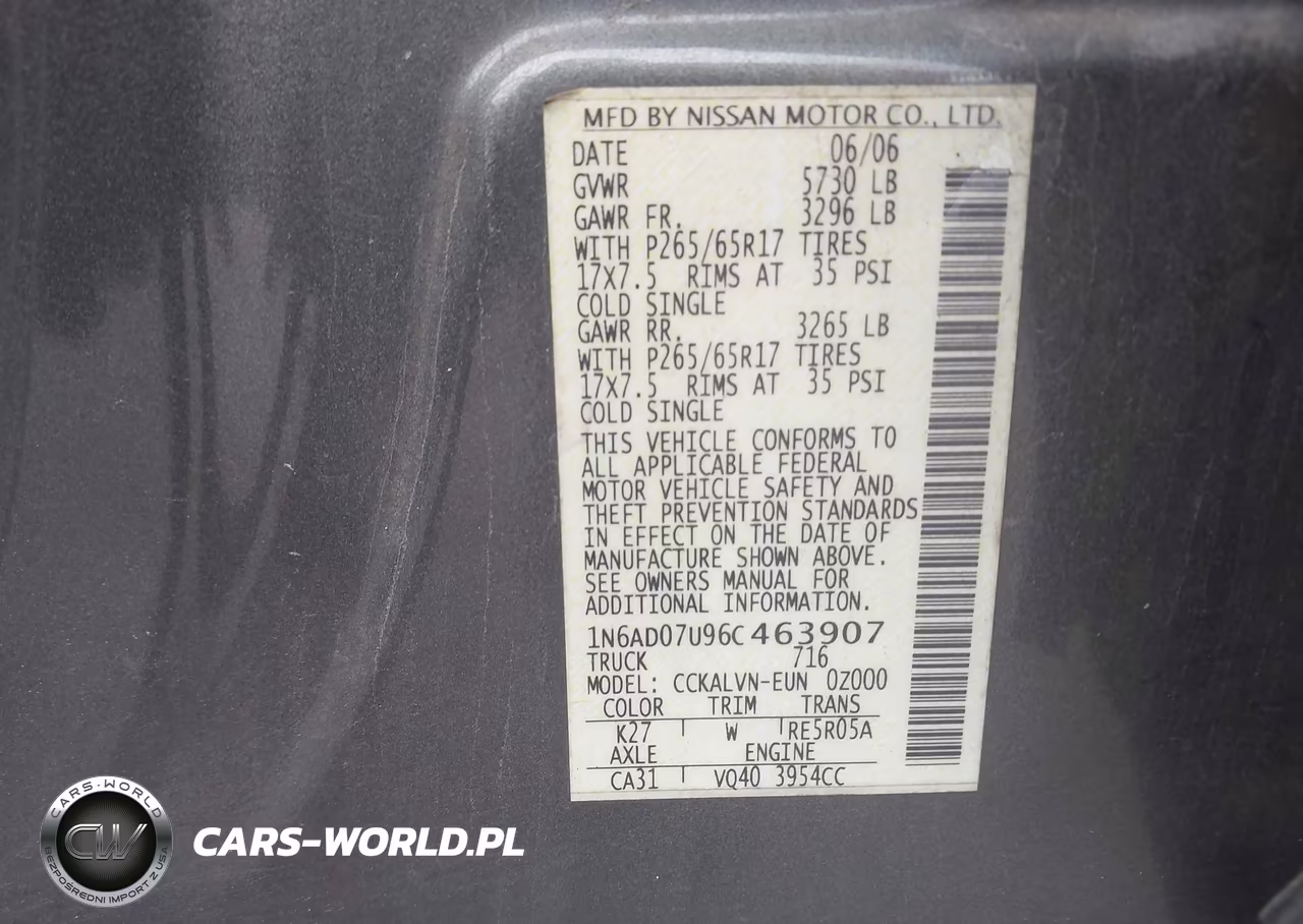 2006 Nissan Frontier Le VIN:1N6AD07U96C463907 - 9