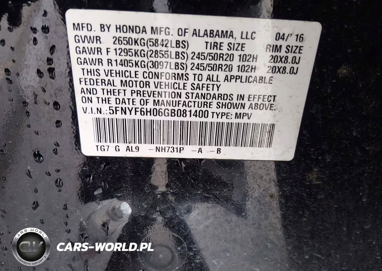 2016 Honda Pilot Elite VIN:5FNYF6H06GB081400 - 9
