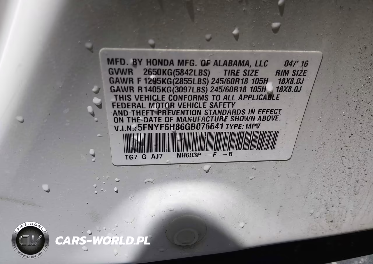 2016 Honda Pilot Ex-L VIN:5FNYF6H86GB076641 - 9