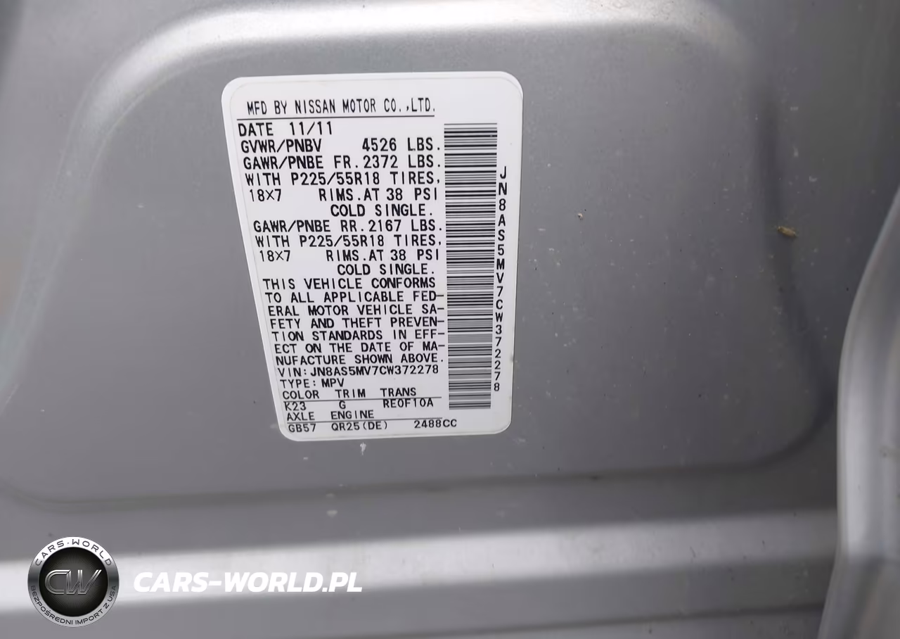 2012 Nissan Rogue Sv W-Sl Pkg VIN:JN8AS5MV7CW372278 - 9