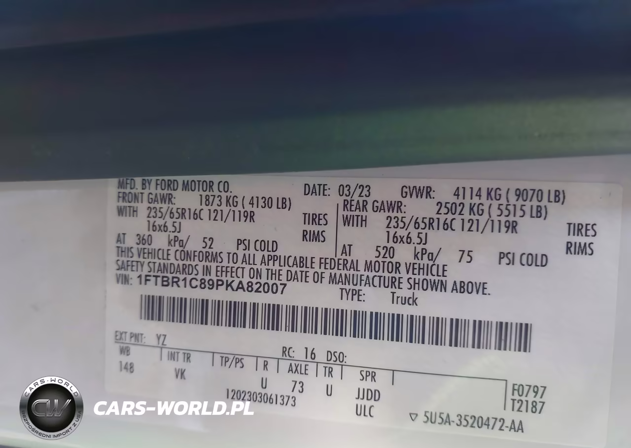 2023 Ford Transit-250 VIN:1FTBR1C89PKA82007 - 9