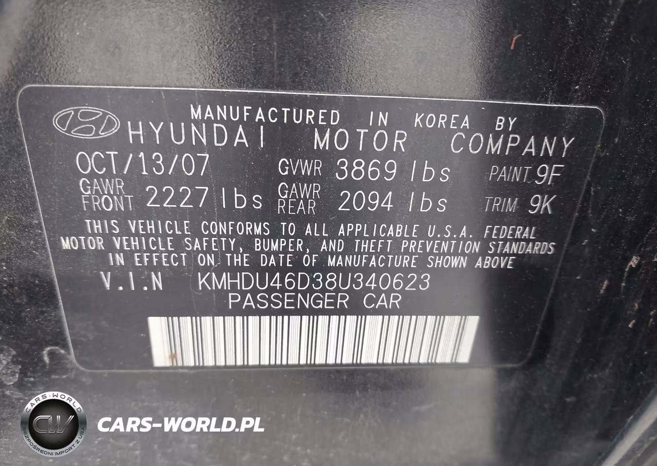 2008 Hyundai Elantra Gls-Se VIN:KMHDU46D38U340623 - 9