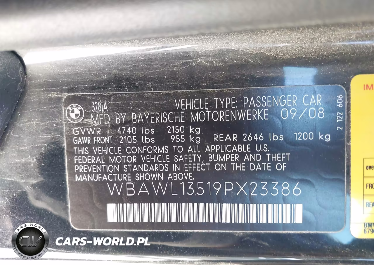 2009 BMW 328I VIN:WBAWL13519PX23386 - 9