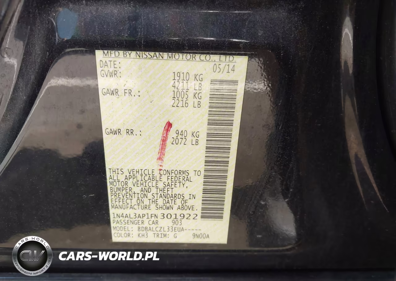 2015 Nissan Altima 2.5-2.5 S-2.5 Sl-2.5 Sv VIN:1N4AL3AP1FN301922 - 9