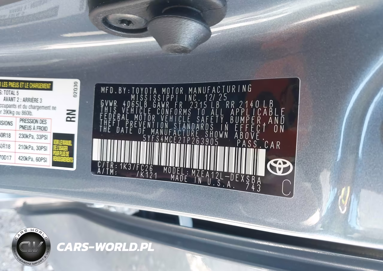 2026 Toyota Corolla Se VIN:5YFS4MCE2TP263905 - 9