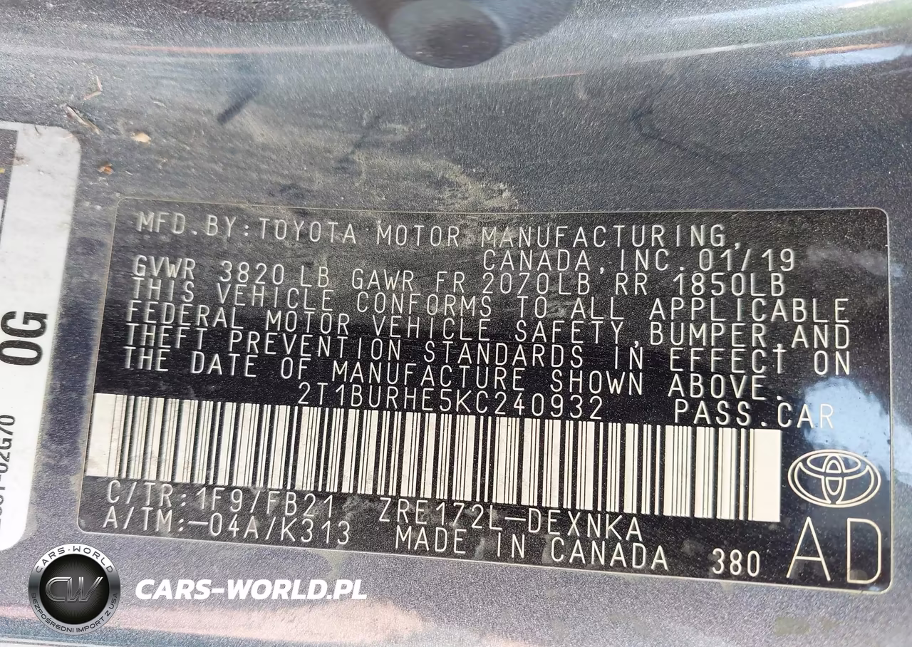 2019 Toyota Corolla Le VIN:2T1BURHE5KC240932 - 9