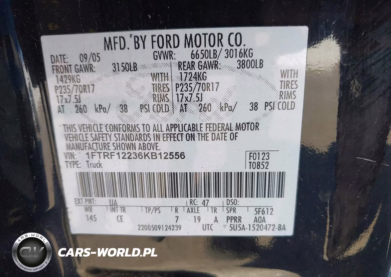 2006 Ford F-150 Stx-Xl-Xlt VIN:1FTRF12236KB12556 - 9