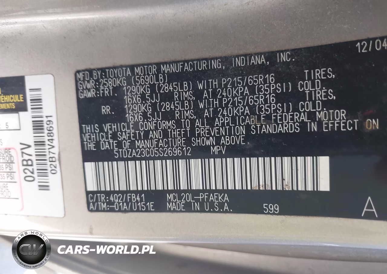 2005 Toyota Sienna Le VIN:5TDZA23C05S269612 - 9