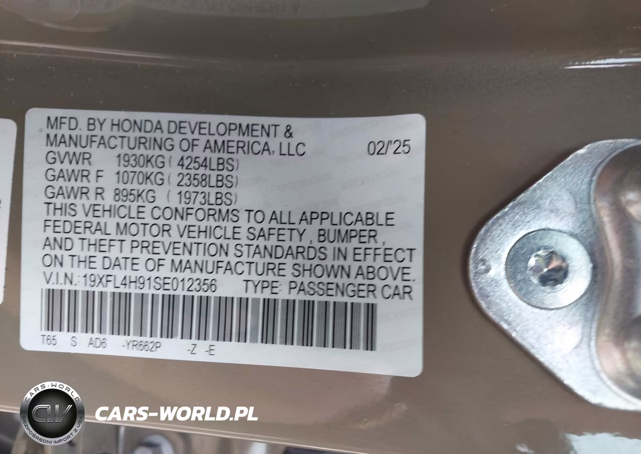 2025 Honda Civic Hybrid Sport Touring VIN:19XFL4H91SE012356 - 9