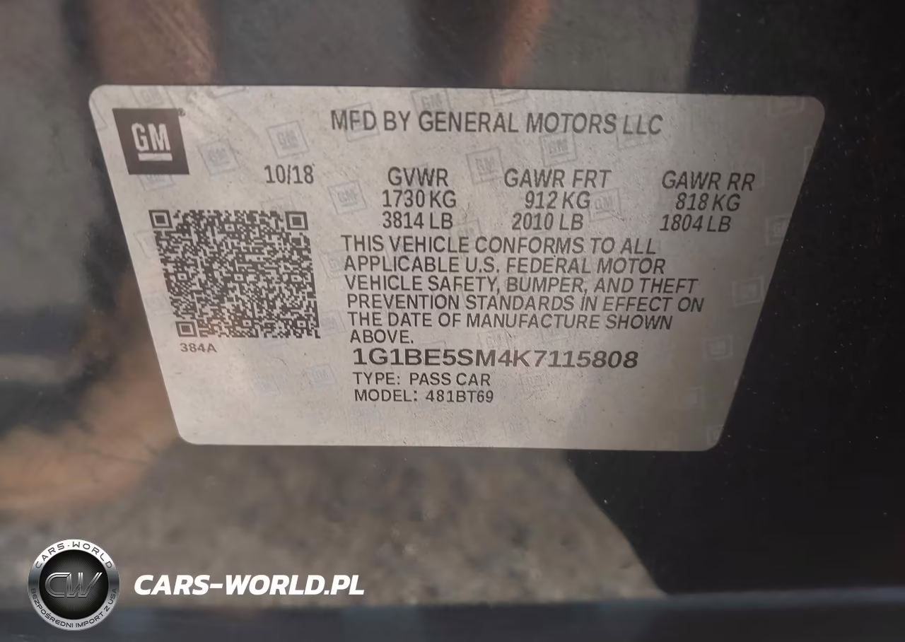 2019 Chevrolet Cruze Lt VIN:1G1BE5SM4K7115808 - 9