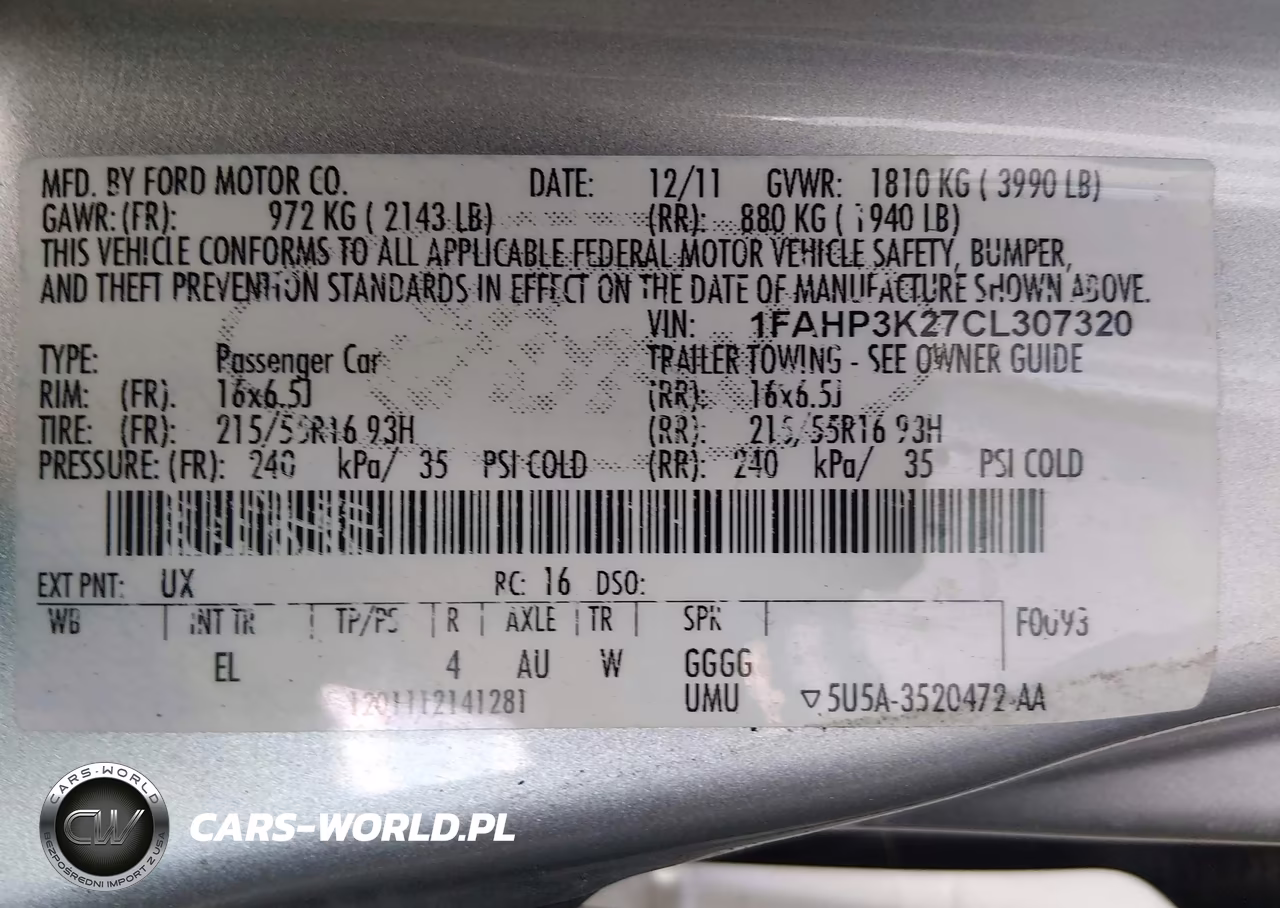 2012 Ford Focus Se VIN:1FAHP3K27CL307320 - 9